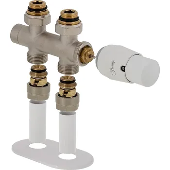 Ventil Vario Term Kompletní sada přímého ventilu 344, středové připojení, 50 mm Barva: Poniklováno, Svěrné spojky: 2x CU 15x1 mm