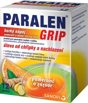 Lék na bolest, zánět a horečku Paralen Grip Horký nápoj pomeranč a zázvor 12 sáčků