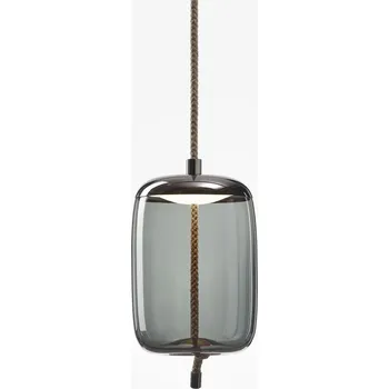 Brokis Knot Cilindro, závěsné svítidlo, šedé kouřové sklo - černý chrom, 14W LED 2700K stmívatelné, prům.30cm