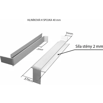 Parapet Hliníková H - spojka (k venkovním taženým parapetům) NOS 40 mm pro šíři: 70 mm - Hnědá ELOX C34