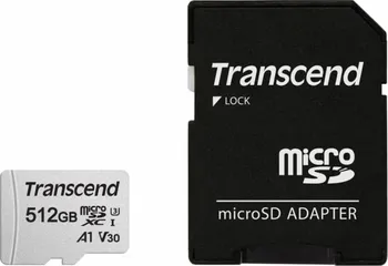 Paměťová karta Transcend microSDXC 512 GB Class 10 UHS-I U3 + adaptér (TS512GUSD300S-A)