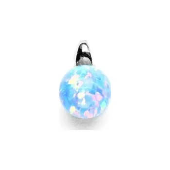 Přívěsek Zlatý přívěsek, syntetický sv. modrý opál 8 mm, bílé zlato, P 1104