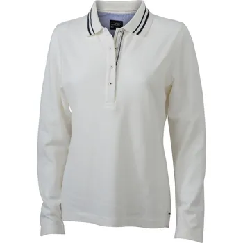 Daiber Dámská polokošile Polo Long-Sleeved JN967 Barva: Bílá základní - Modrá námořní, Velikost: S