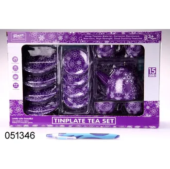 Dětská kuchyňka Nádobí fialové kytičky plechové