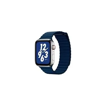 Příslušenství k chytrým hodinkám Coteetci kožený magnetický řemínek Loop Band pro Apple Watch 38 / 40mm tmavě modrý WH5205-DB