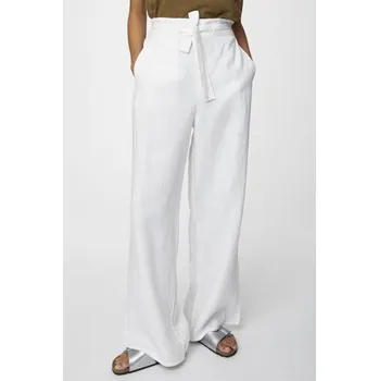 Dámské kalhoty Glara Bílé dámské široké kalhoty z konopí 603208