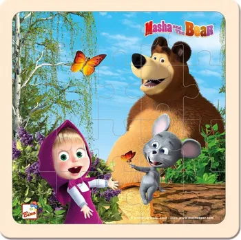 Puzzle BINO Máša a medvěd s myškou 20 dílků
