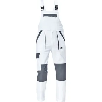 montérky Cerva Kalhoty pracovní s laclem MAX NEO bílá/šedá 52