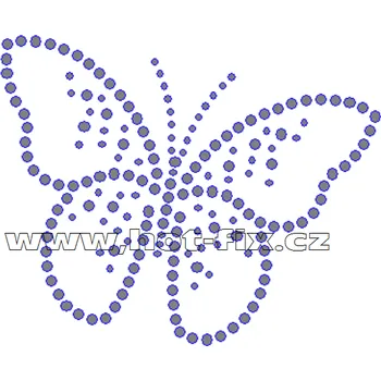 ZM031 - motýl nažehlovací hot-fix kamínková aplikace na textil, rozměry cca 9,9x8,0cm barva: kameny barva 101 Crystal /stříbrná