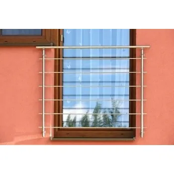 Zábradlí Nerezový set zábradlí pro francouzská okna VODOROVNÉ příčky - šířka 120 cm