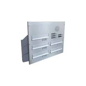 Poštovní schránka DOLS 5x poštovní schránka D-041 šikmá do sloupku + čelní deska s 5x zvonkem a přípravou pro HM - NEREZ