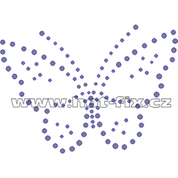 ZM003 - motýl nažehlovací hot-fix kamínkový potisk na textil, rozměry cca 10,2x7,4cm barva: kameny barva 101 Crystal /stříbrná