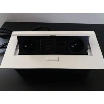 Elektrická zásuvka Výklopná elektrická zásuvka 2x230V + 2xUSB + 1xRJ45 vestavná bílá s kabelem 2,0m ((výklopné zásuvkové moduly))