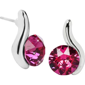 Náušnice Náušnice se Swarovski Elements tmavě růžová vlnka Fuchsia