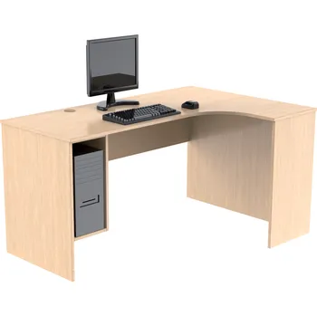 Psací stůl Kancelářský rohový stůl (učitelská katedra PC) celodřevěný s výkrojem