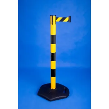 Plotový sloupek EXPOINT Venkovní zahrazovací sloupek s výstražnou páskou 3 m Název: sloupek s pásem 3m, barva sloupku i pásu žluto-černá