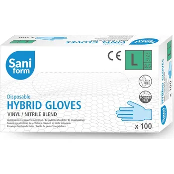 Sani Form Jednorázové hybridní rukavice modré L 100 ks Čisticí rukavice Sani Form Jednorázové hybridní rukavice modré L 100 ks