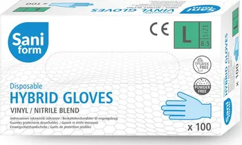 Čisticí rukavice Sani Form Jednorázové hybridní rukavice modré L 100 ks