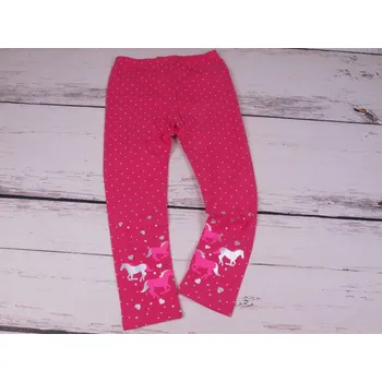 Dívčí legíny elasťáky Sezon tm. růžové s puntíky a koníky velikost oblečení - děti: 98