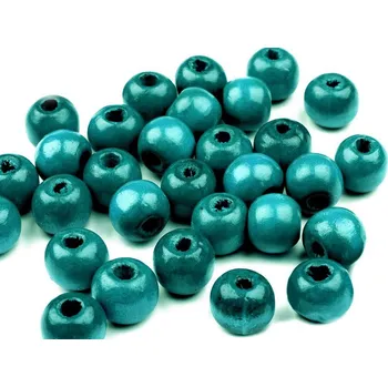Dětské navlékací korálky Dřevěné korálky O10 mm 200516 - 11 tmavý tyrkys
