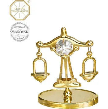 Figurka Kovová pozlacená figurka Váha s bílými krystaly Swarovski Elements