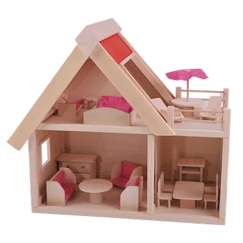 Dřevěná hračka Domeček pro panenky Přírodní dřevo