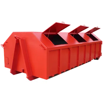 Popelnice Uzavřený Abroll s integrovanými víky 17 m3 Červená RAL 3020