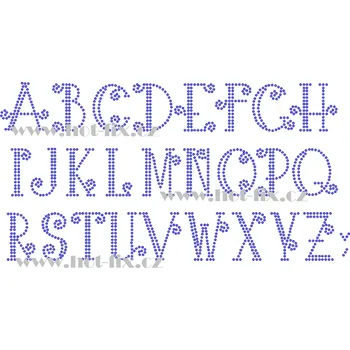 F017 - písmena abecedy nažehlovací hot-fix kamínkový potisk na textil, výška cca 4,0cm barva kamenů - písmena: kameny barva 101 Crystal /stříbrná, písmeno: písmeno E