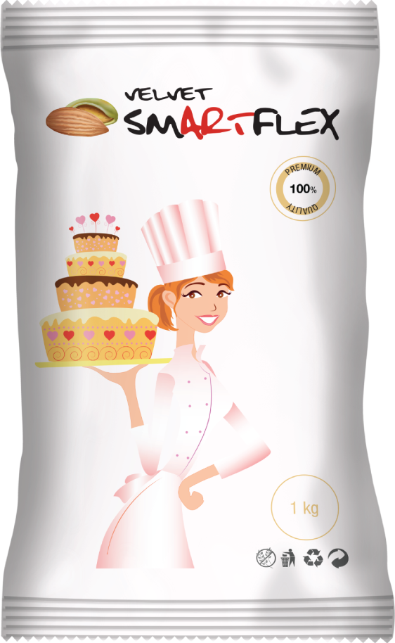Potahovací hmota na dort Smartflex Velvet mandlový 1 kg Smartflex