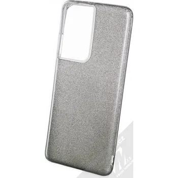 Pouzdro na mobilní telefon 1Mcz Shining Duo TPU třpytivý ochranný kryt pro Samsung Galaxy S21 Ultra stříbrná černá (silver black)