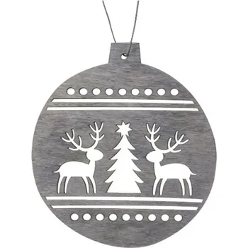 Vánoční ozdoba Anděl Přerov Baňka dřevěná závěsná 10 cm, šedá