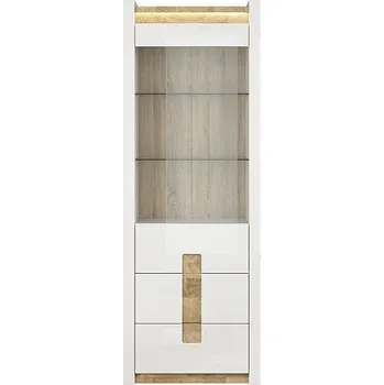 Obývací stěna ALAMEDA vitrína REG1W2S, bílý lesk/dub westminster