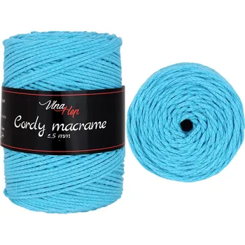 Příze Vlna-hep Cordy macrame 2,5mm - šňůra bavlna Cordy macrame 2,5mm: 8123 Tyrkysová