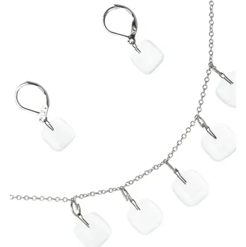 Souprava šperků WAGA - Souprava skleněných šperků čirá DOTS náhrdelník + náušnice SOU0502