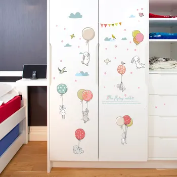 Samolepící dekorace Samolepka na zeď "Králíčci s balony" 72x105cm