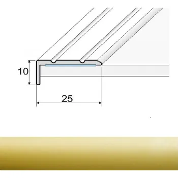soklová lišta SH Profil, s.r.o. Effector A31S Schodová hrana 25x10, samolepící, délka 270cm Dekor: Zlato