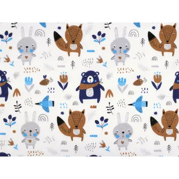 Bavlněný flanel zvířátka, barva 2 (334) modrá tmavá