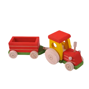 Dřevěná hračka Traktor s valníkem barevný