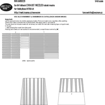 Plastikový model New Ware 1/48 Mask Su-34 Fullback EXHAUST NOZZLES (HOBBYB)