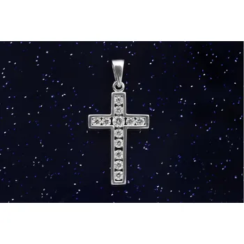 Přívěsek Zlatý bílý křížek P091, Au 585/1000, 2,50g (14kt,váha 2,50g)