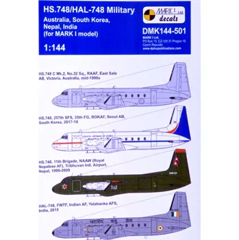 Plastikový model 1/144 Decals HS.748/HAL-748 Military (4x camo)