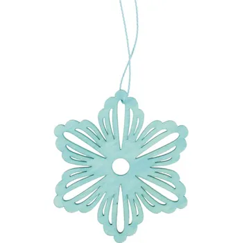 Anděl Přerov Dřevěná kytka na zavěšení 8 cm, tyrkysová