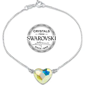 Šperk SILVEGO stříbrný náramek se Swarovski® Crystals srdce Aurora Boreale VSW058b