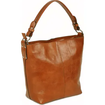 Kabelka Triton Kožená ručně šitá kabelka LADA - česká výroba; koňak