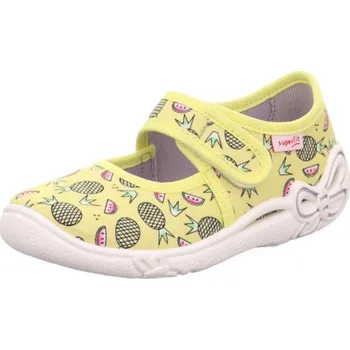 Dívčí obuv žluté textilní bačkorky Superfit s letním motivem