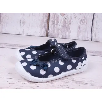 Dívčí bačkory Balerínky bačkůrky 3F Fortuna 3A2/3 tm. modré s velkými puntíky s mašlí velikost: 25