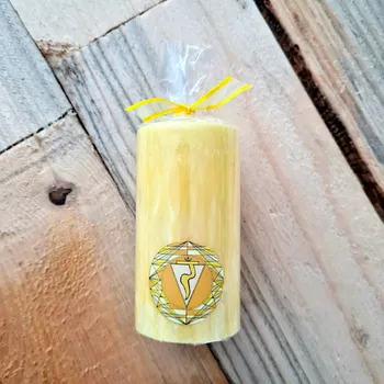 Svíčka Supeko čakrová svíčka žlutá Manipúra 5x9 cm