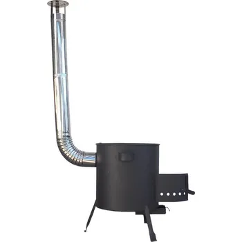 Kempingové nádobí Kotlina (1 mm) žáruvzdornou barvou do 600 ° C, průměr 42 cm + nerezový kouřovod