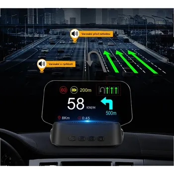 Projekční technika HEAD UP DISPLEJ 4" / TFT LCD, OBDII + GPS + navigační, reflexní deska