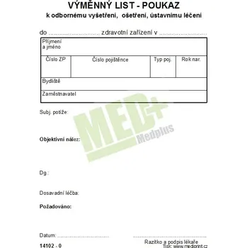 Výměnný list – poukaz – nelepený 80, 100 ks v balení